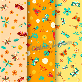 精美蝴蝶花纹矢量背景图